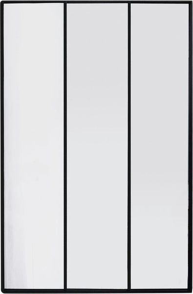 4goodz Wandspiegel Raam-Drieluik van Metaal – 75 × 115 cm – Zwart