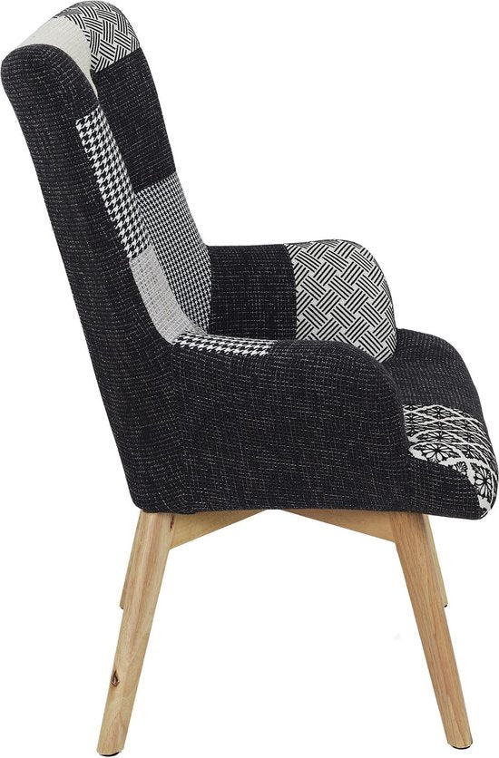 Patchwork Fauteuil met Armleuning Helsinki - Comfortabel - Zwart