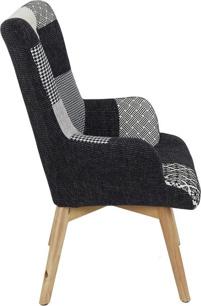 Patchwork Fauteuil met Armleuning Helsinki - Comfortabel - Zwart
