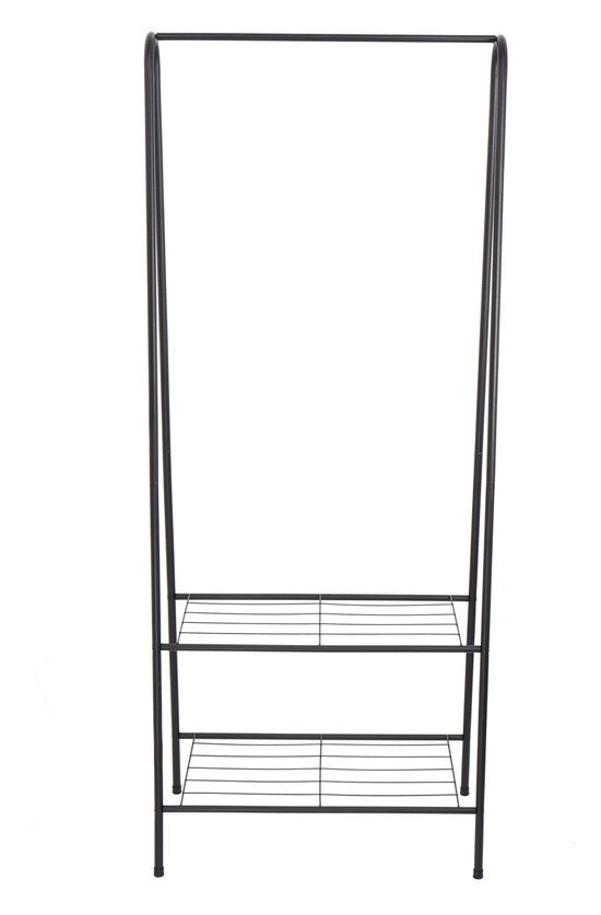Kledingrek Staand – Kledingrek met Planken – Garderoberek Metaal – Open Kast – Kapstokrek – Zwart – Voor Slaapkamer en Hal