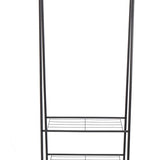 Kledingrek Staand – Kledingrek met Planken – Garderoberek Metaal – Open Kast – Kapstokrek – Zwart – Voor Slaapkamer en Hal