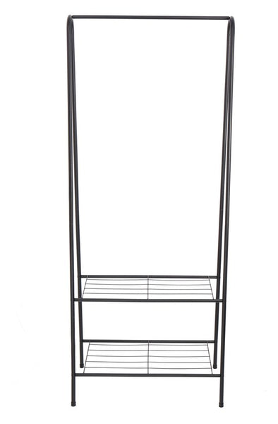 Kledingrek Staand – Kledingrek met Planken – Garderoberek Metaal – Open Kast – Kapstokrek – Zwart – Voor Slaapkamer en Hal