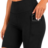 SparkNine Softflow korte sportbroek - met zakken - zachte stof - M - zwart - dames short - half lang - fietsshort