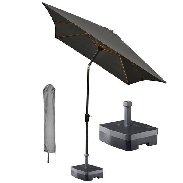 Kopu® rechthoekige parasol Bilbao 150x250 cm met hoes en voet - Antraciet