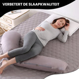 Oemmie Zwangerschapskussen - Voedingskussen - Zijslaapkussen - Lichaamskussen - J-vorm - 145x45 cm - Grijs