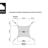 Kopu® Schaduwdoek 4x4m Vierkant Waterdicht 230 gram Zonnedoek - Creme
