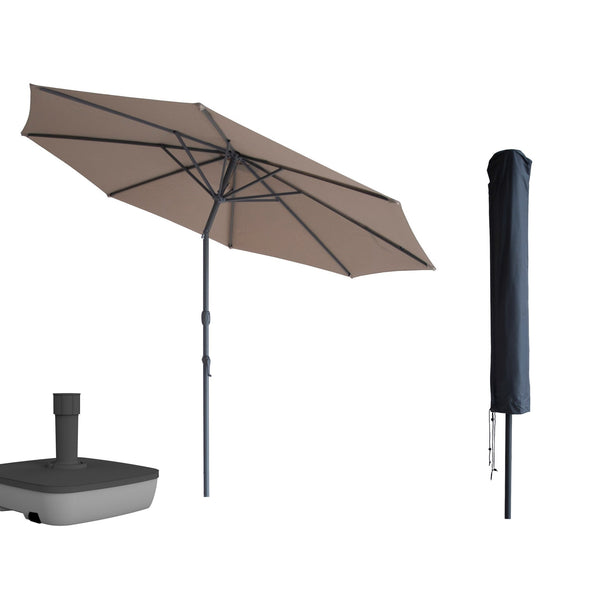 Kopu® Valencia Parasol Rond 300 cm met Beschermhoes en Voet - Taupe