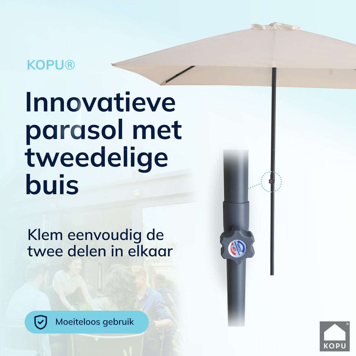 Kopu® Leon Parasol Rechthoek 150x250 cm - Balkonparasol met Hoes - Creme