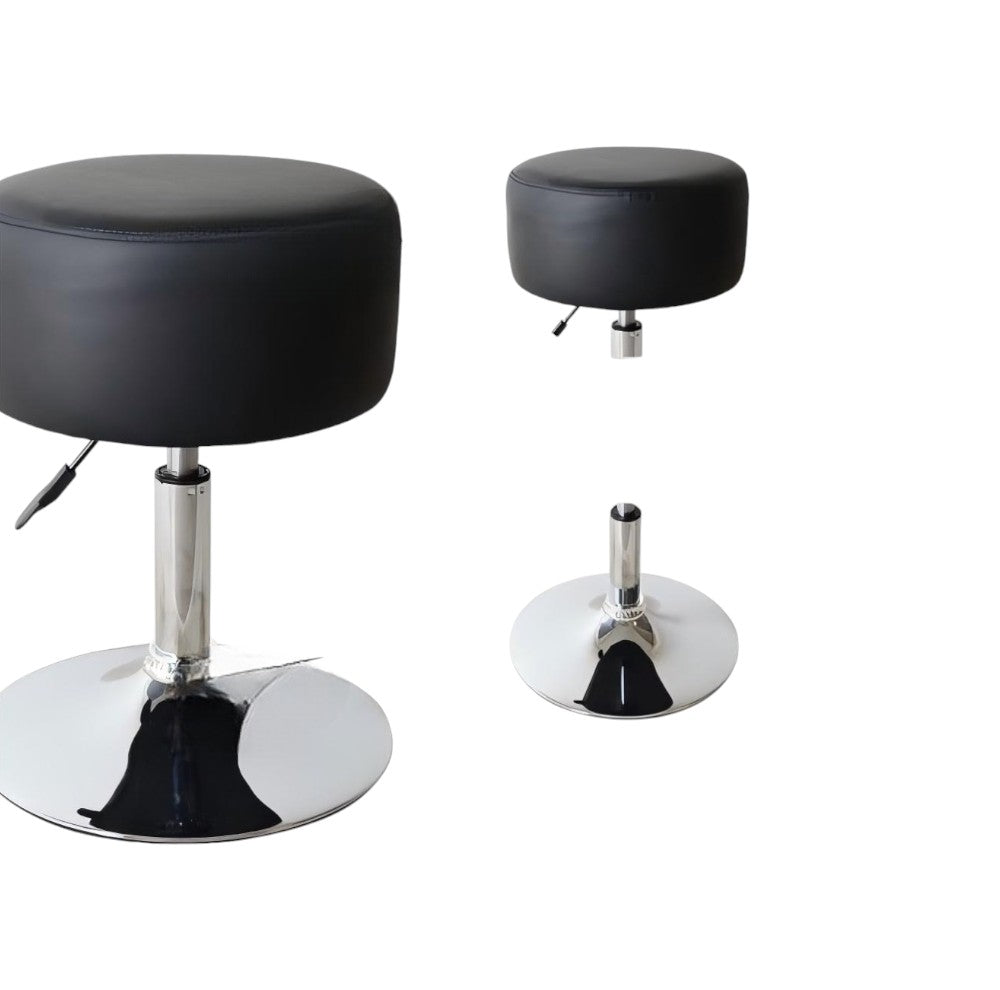 Make-up Kruk - Verstelbaar tot 65 cm - Zwart met Zilver - Kaptafel Stoel - Kaptafel krukje