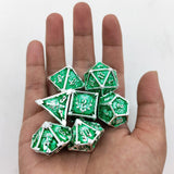 7-delige Metal Dice Set ‘Emerald Skull’