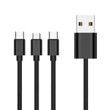 FLOKOO 3-in-1 USB Kabel – 1 meter – Snelladen & Dataoverdracht – USB naar USB-C - Micro-USB - Lightning – Nylon Gevlochten – Zwart