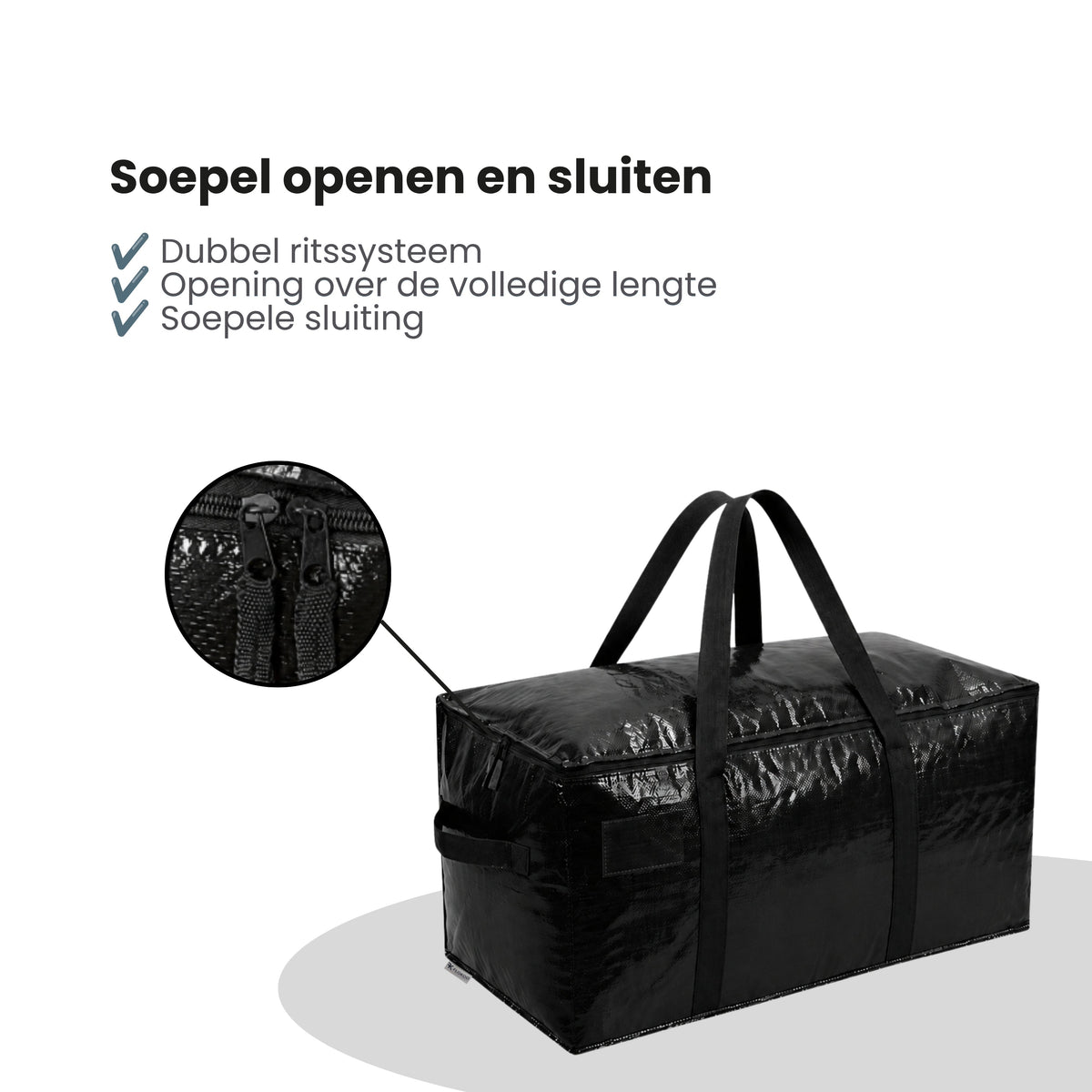Opbergtassen XL - Zwart - 4 Stuks - 92 Liter - Verhuistassen - Big Shopper - Waterdicht - Opbergzak met Handvat (kopie)