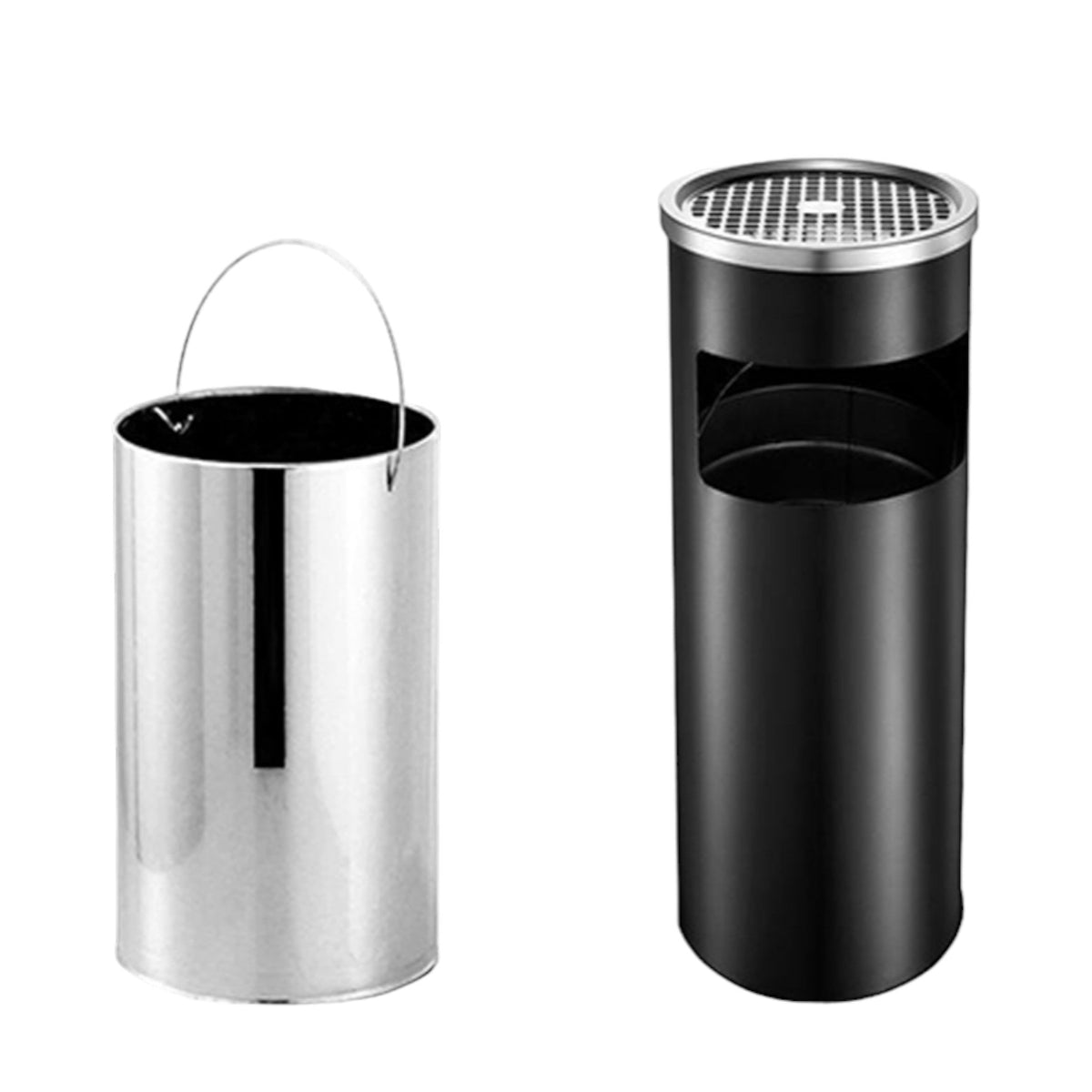 Rookpaal - Zwart - 25x25x60 - Staande Asbak met RVS Afvalbak - Asbak Voor Buiten - Buitenasbak Groot - Asbakken - Vloerasbak