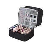 Nagellakkoffer - Zwart - Koffer voor Nagellak en Nageldroger - Twee-delig - Veel opbergruimte