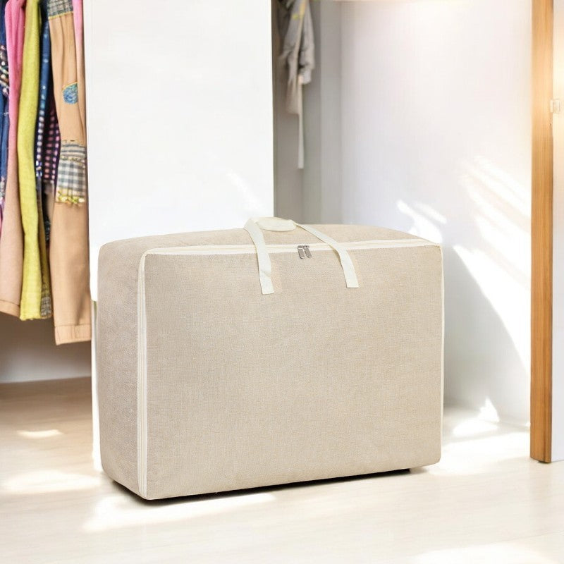 Opbergzak XXL Dekbed - Beige - 70 x 50 x 30 cm - Opbergtas voor Dekbed en Kleding - Kledingzak XXL