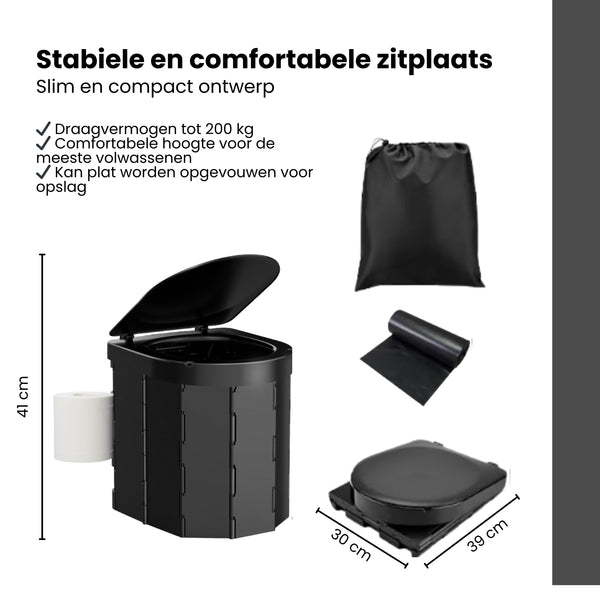 Pop-up Douchetent & Toilet Tent – Camping Douchetent met Opvouwbaar Toilet – Privacy Tent Camping, Festival & Strand – Inclusief Draagtas, Grondpinnen en Scheerlijnen – 190 cm Hoog – Zwart