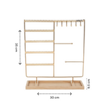 Sieradenhouder - 35 x 30 x 9,5 cm - Goudkleurig - Oorbellenrekje - Display - Hout en Metaal - Oorbellenhouder