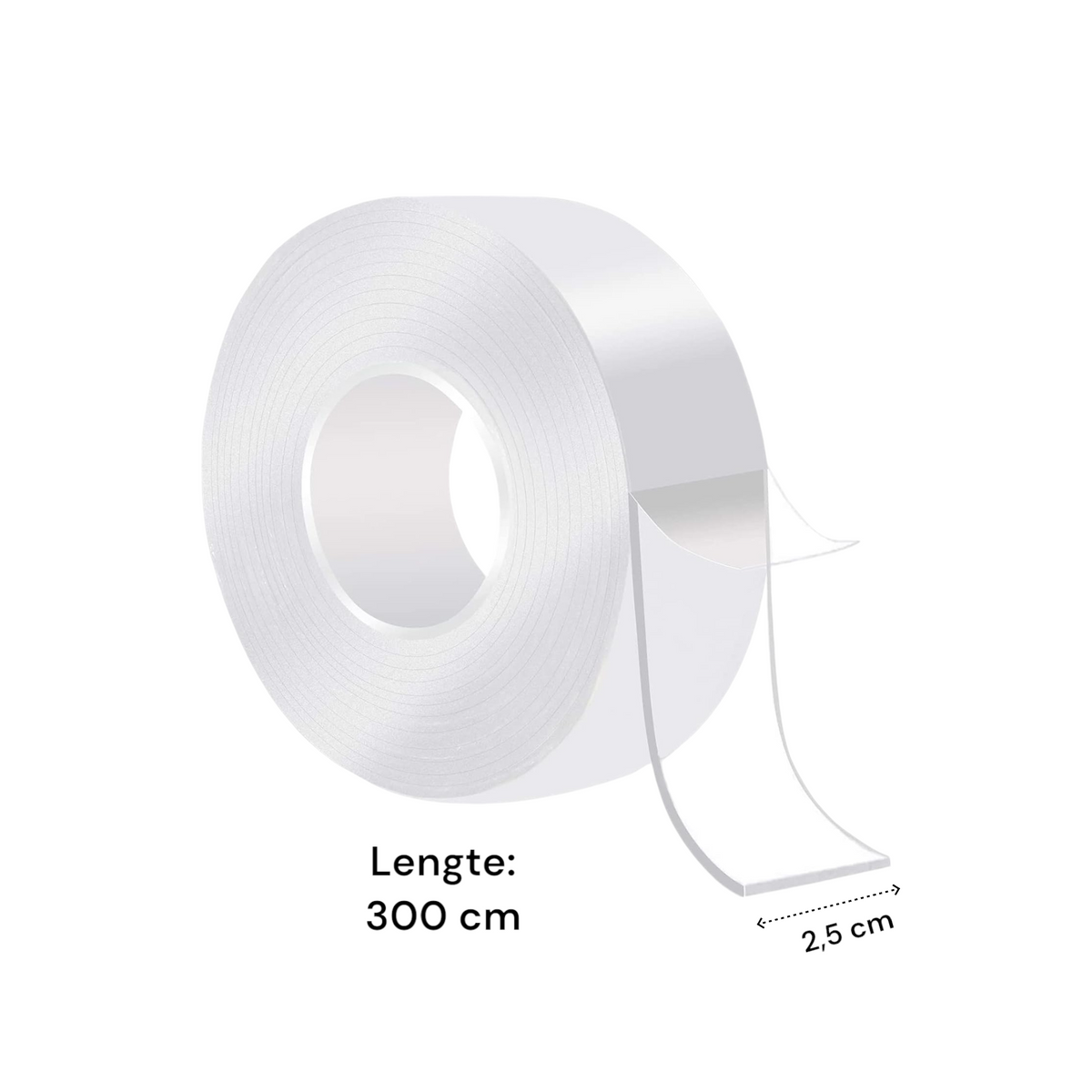 Dubbelzijdig Tape Extra Sterk - 300 cm x 25 mm x 2 mm - Transparant - Zelfklevende Tape - Rol Huishoudtape