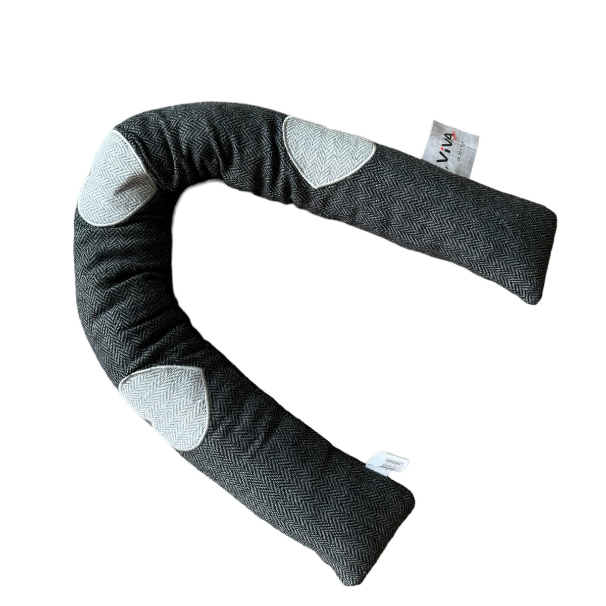 Tochtrol - Donker Grijs Hartjes - Katoen - 90 x 10 cm - Tochthond - Tochtstopper - Isolatie tegen Tocht