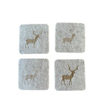 Onderzetters - Beige met Eland - 4 stuks - Vilt - Dubbelzijdig - Tafelbeschermer - Onderzetters voor Glazen