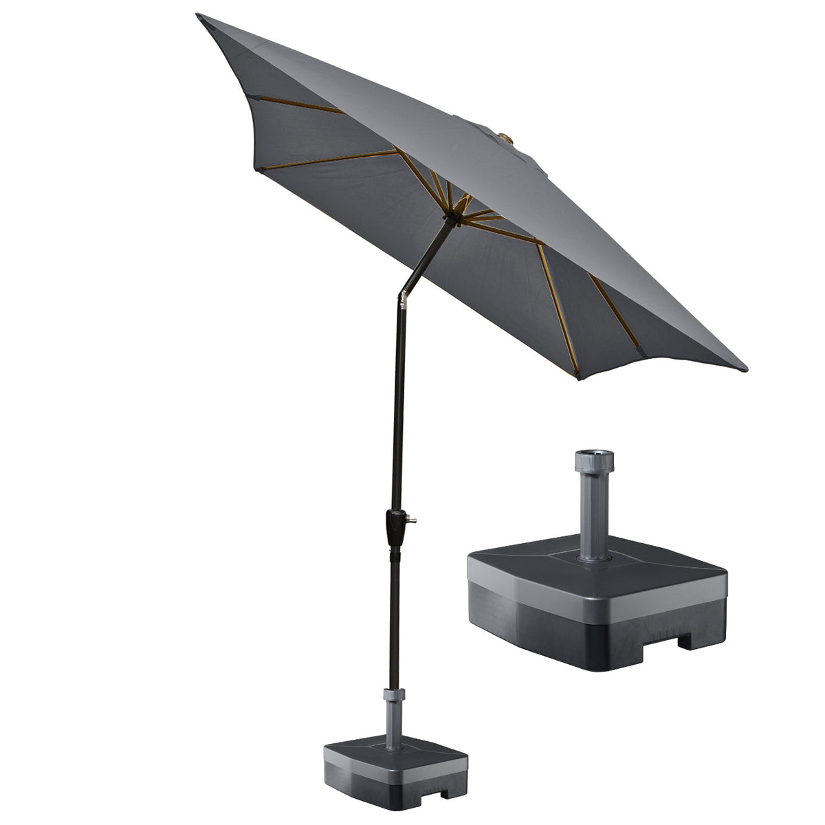 Kopu® rechthoekige parasol Bilbao 150x250 cm met voet - Grey
