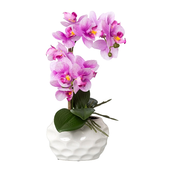 Kopu Kunstplant Orchidee 33 cm In Witte Sierpot 13x9cm - Roze