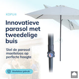 Kopu® Leon Parasol Rechthoek 150x250 cm - met Hoes en Voet - Creme