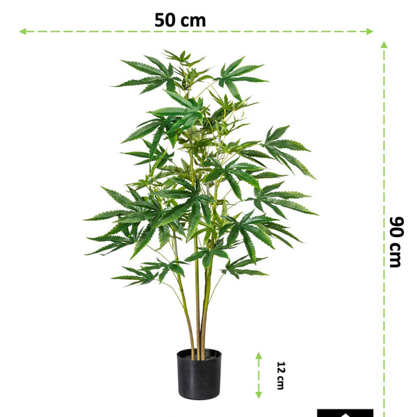 Kopu® Kunstplant Hennep 90 cm met zwarte Pot - 73 bladeren