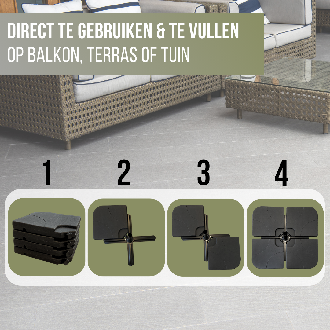 Verzwaringsset Parasolvoet voor Zweefparasols - Vulbaar tot 80 KG