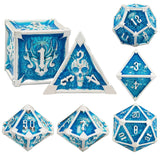 7-delige Metal Dice Set – “Frostbite” (Blauw met Zilver)