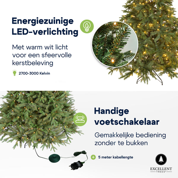 Excellent Trees® LED Ulvik 180 cm - Premium Kerstboom met 340 lampjes - ⌀100cm - 180cm