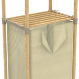 FixWood Houten Wasmand met Opbergplanken – Opbergrek met 2 Niveaus – Badkamer & Slaapkamer – Stijlvol & Stevig – Naturel