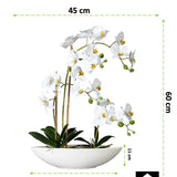 Kopu® Kunstbloem Orchidee 60 cm Wit met Schaal Ovaal - Phalenopsis