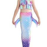 Zeemeerminstaart met bikini verkleed set Blauw, Paars en Roze