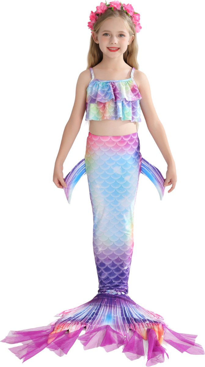 Zeemeerminstaart met bikini verkleed set Blauw, Paars en Roze met MONOVIN
