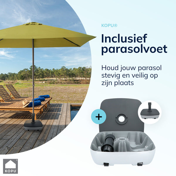 Kopu® Leon Parasol Rechthoek 150x250cm met Hoes en Voet - Balkonparasol Olijf