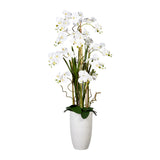 Kopu® Kunstplant Orchidee 160 cm Wit in Hoge Bloempot - Phalaenopsis