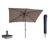 Kopu® Sevilla Parasol Rechthoek 200x300 cm met Hoes en voet - Balkonparasol Taupe