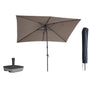 Kopu® Sevilla Parasol Rechthoek 200x300 cm met Hoes en voet - Balkonparasol Taupe