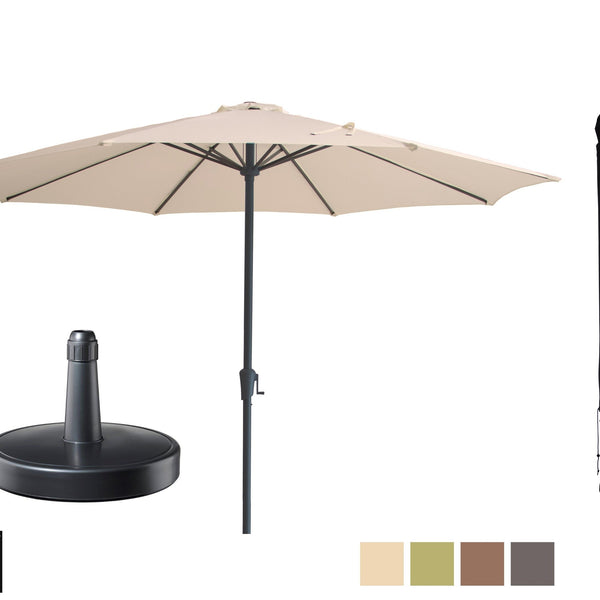 Kopu® Madrid grote Parasol Rond 350 cm met Beschermhoes en Parasolvoet - Creme