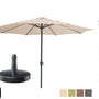Kopu® Madrid grote Parasol Rond 350 cm met Beschermhoes en Parasolvoet - Creme