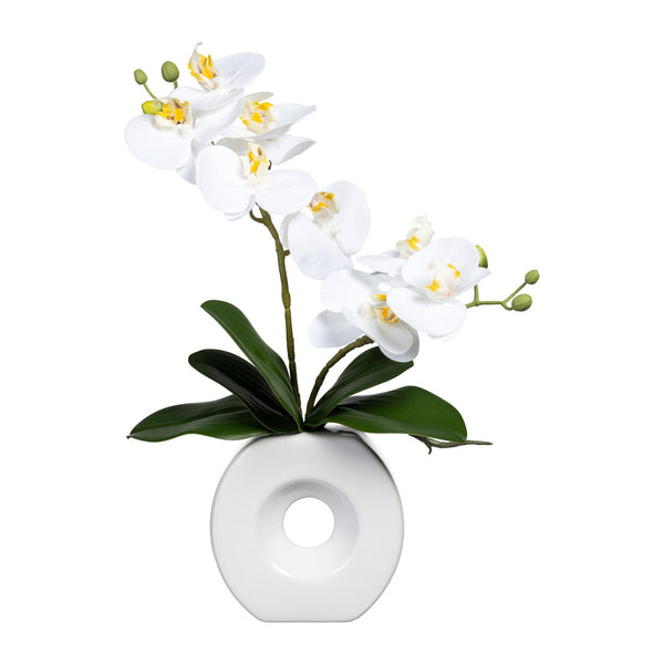 Kopu® Kunstbloem Witte Orchidee 35 cm in mooie witte Vaas - Phalenopsis