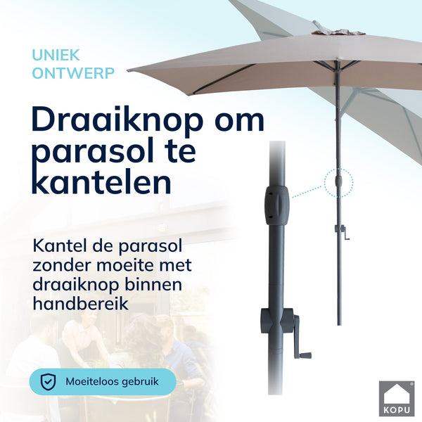Kopu® Sevilla Parasol Rechthoek 200x300 cm met Hoes - Balkonparasol Taupe