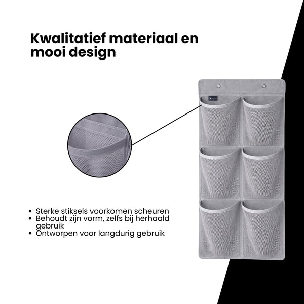 Schoenenkast Hangend - Schoenenzak 6 vakken - Opbergen van Schoenen aan Deur - Schoenenzak Grijs - Oplossing voor rondslingerende schoenen - Hoogwaardige Schoenenkast