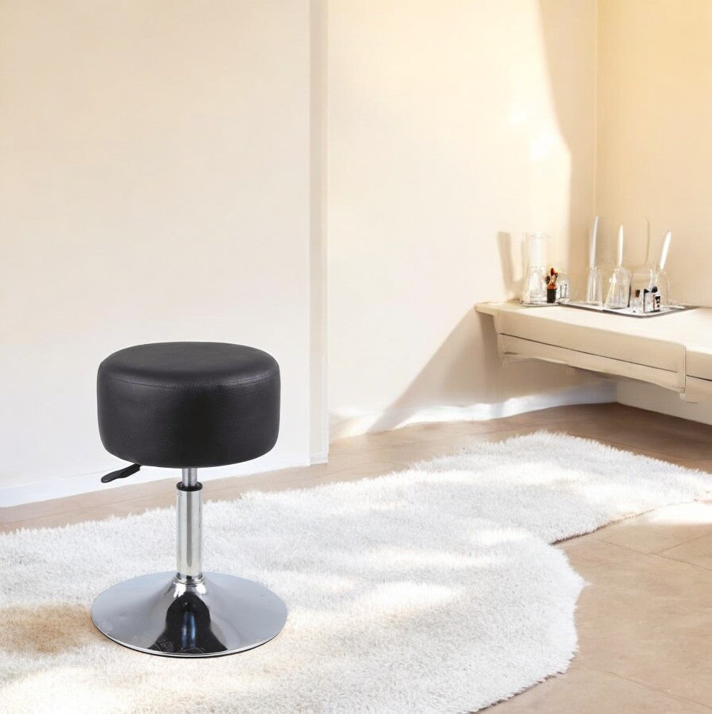Make-up Kruk - Verstelbaar tot 65 cm - Zwart met Zilver - Kaptafel Stoel - Kaptafel krukje