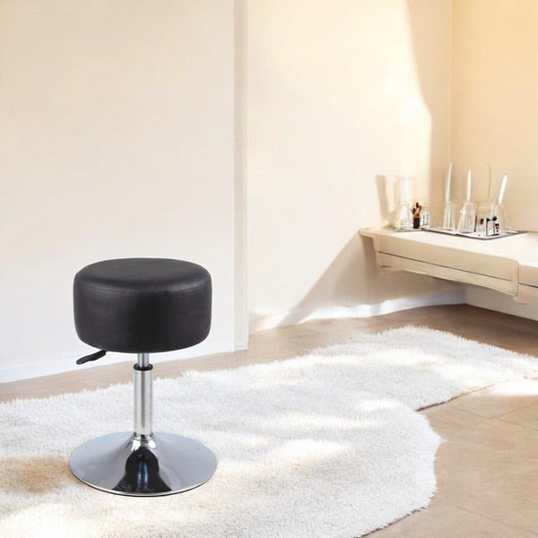 Make-up Kruk - Verstelbaar tot 65 cm - Zwart met Zilver - Kaptafel Stoel - Kaptafel krukje
