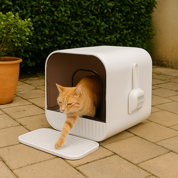 Moderne Kattenbak met Filter en Lade – Gesloten Katten Toilet – Kattenbak met Deur, Schep en Mat – Grote Hygiënische Kattenbak voor Binnen en Buiten