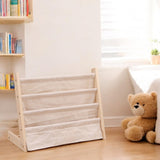 Kinderboekenkast - 60 x 50 x 30 cm - Bruin - Hout met Linnen - Kinderboekenrek - Boekenrek Kinderkamer