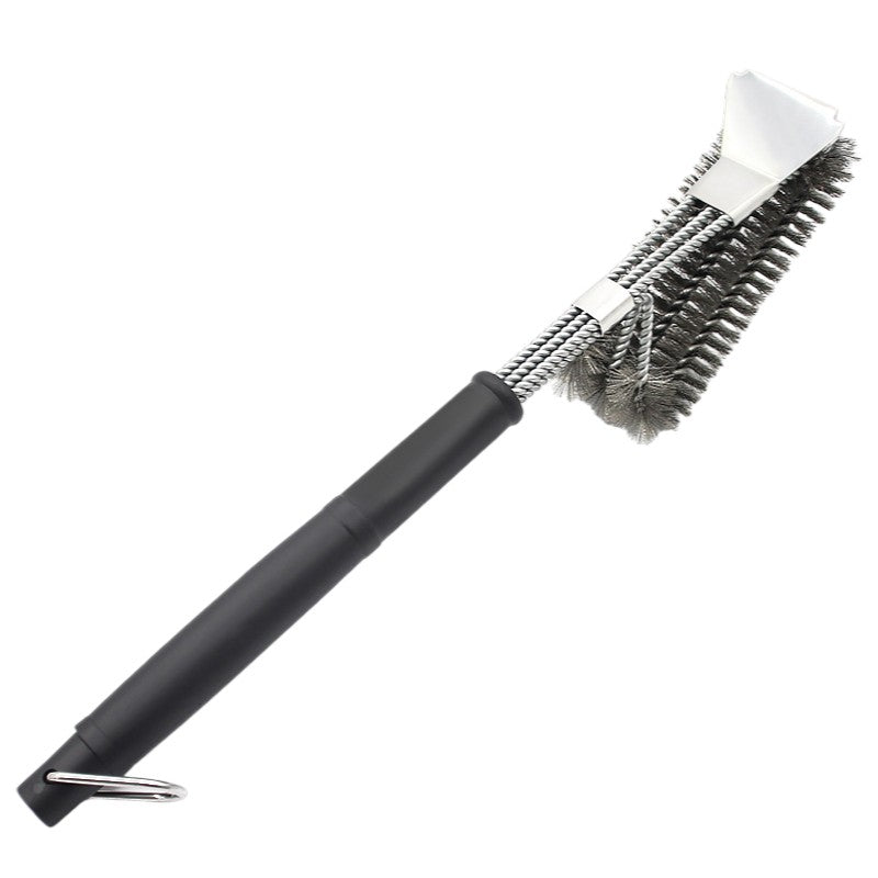 BBQ Borstel met Schraper - BBQ Accessoires - BBQ Schoonmaakborstel geschikt voor alle merken - 2 in 1 - Barbecue Staalborstel - RVS - Zilver