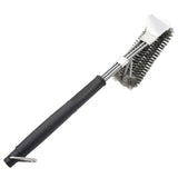 BBQ Borstel met Schraper - BBQ Accessoires - BBQ Schoonmaakborstel geschikt voor alle merken - 2 in 1 - Barbecue Staalborstel - RVS - Zilver